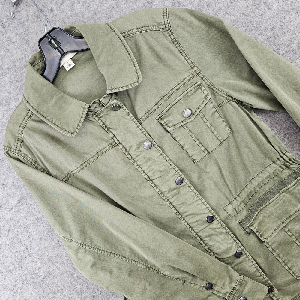 Marrakech Utility Jacket Women's S Green Military Field Snap Drawstring Waist